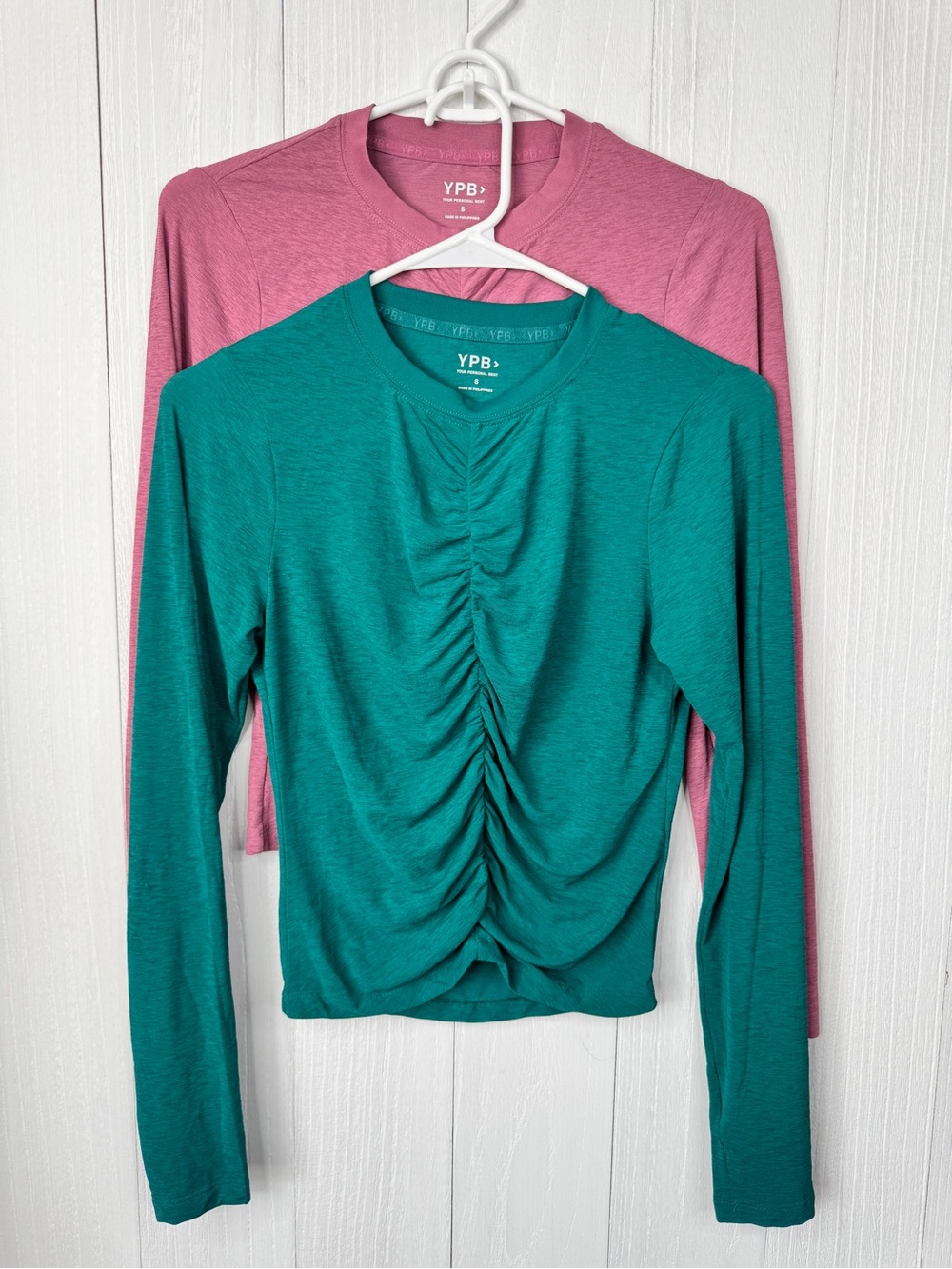YPB by Abercrombie Long-Sleeve Ruched Front Top - Teal and Mauve | Lot of 2